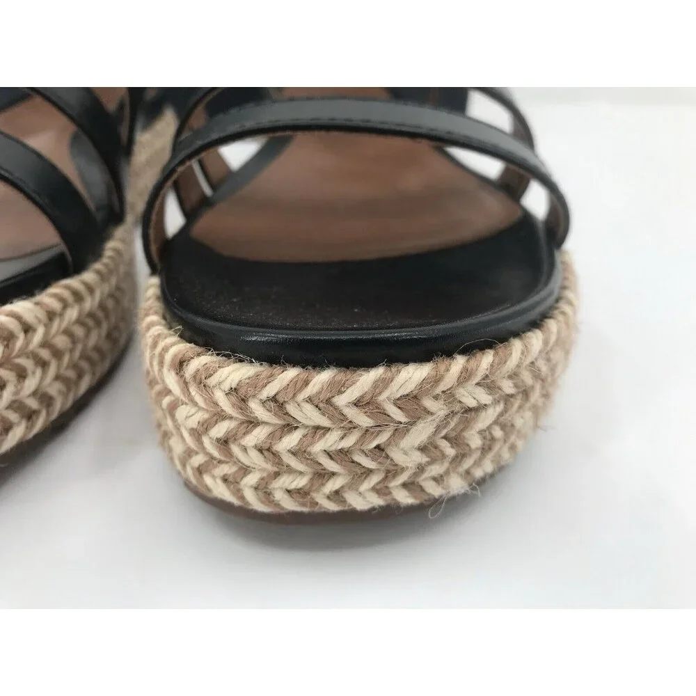 Naturalizer Sandals Womens 10 Peridot‎ Black Faux Leather Espadrille Platform